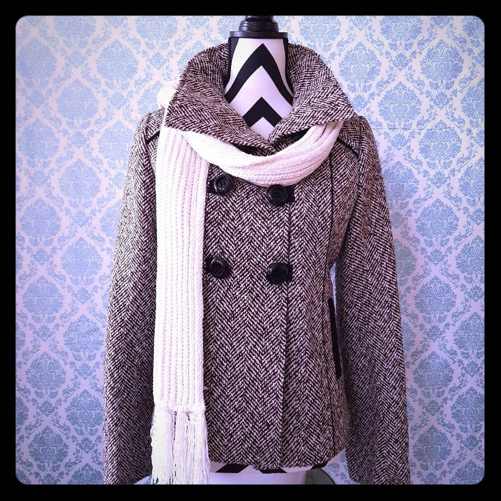 Cropped Peacoat Brown Pea Coat by Miroa Medium Med
